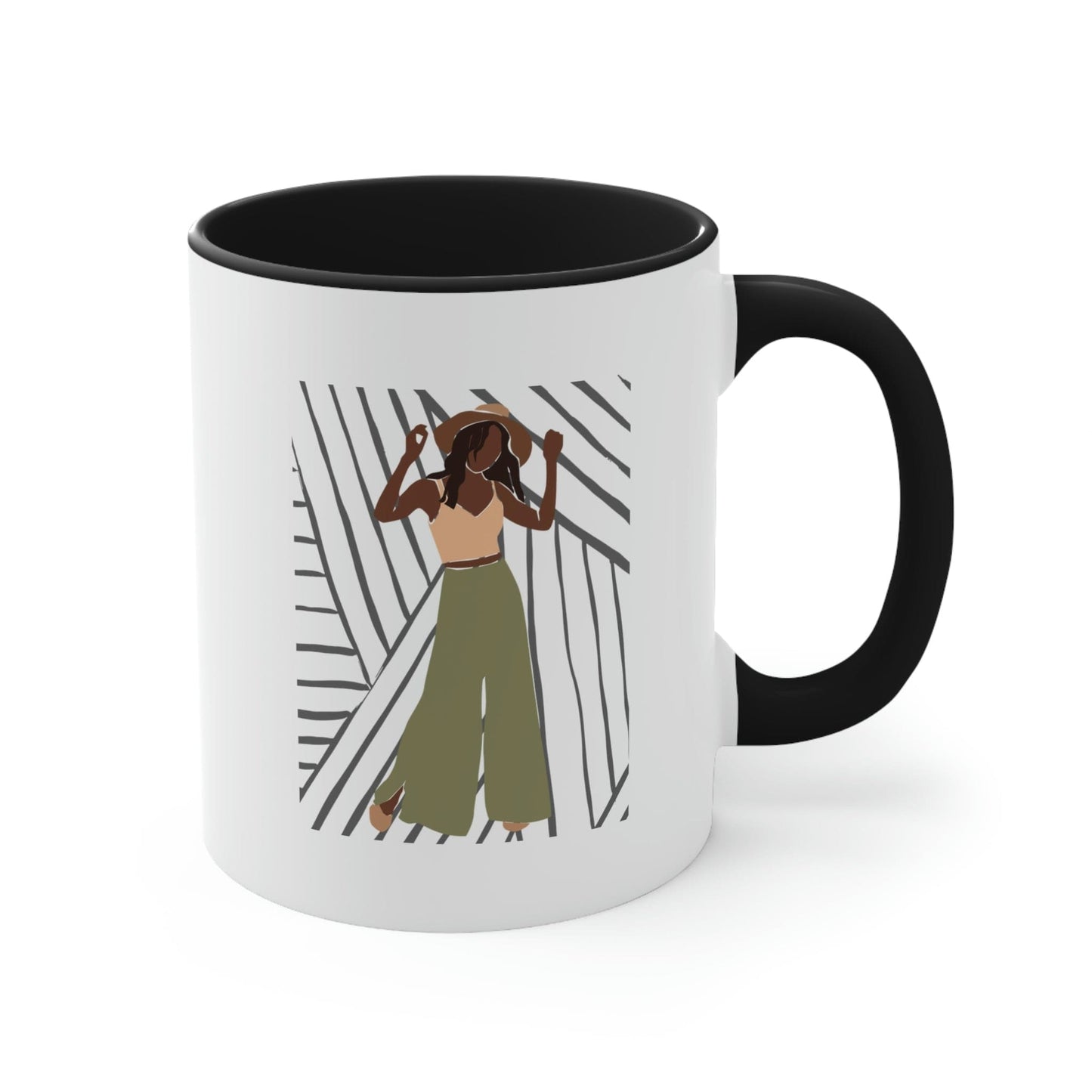 Two-tone Accent Ceramic Mug 11oz - Say it Soul - its Her Groove Thing Positive Inspiration