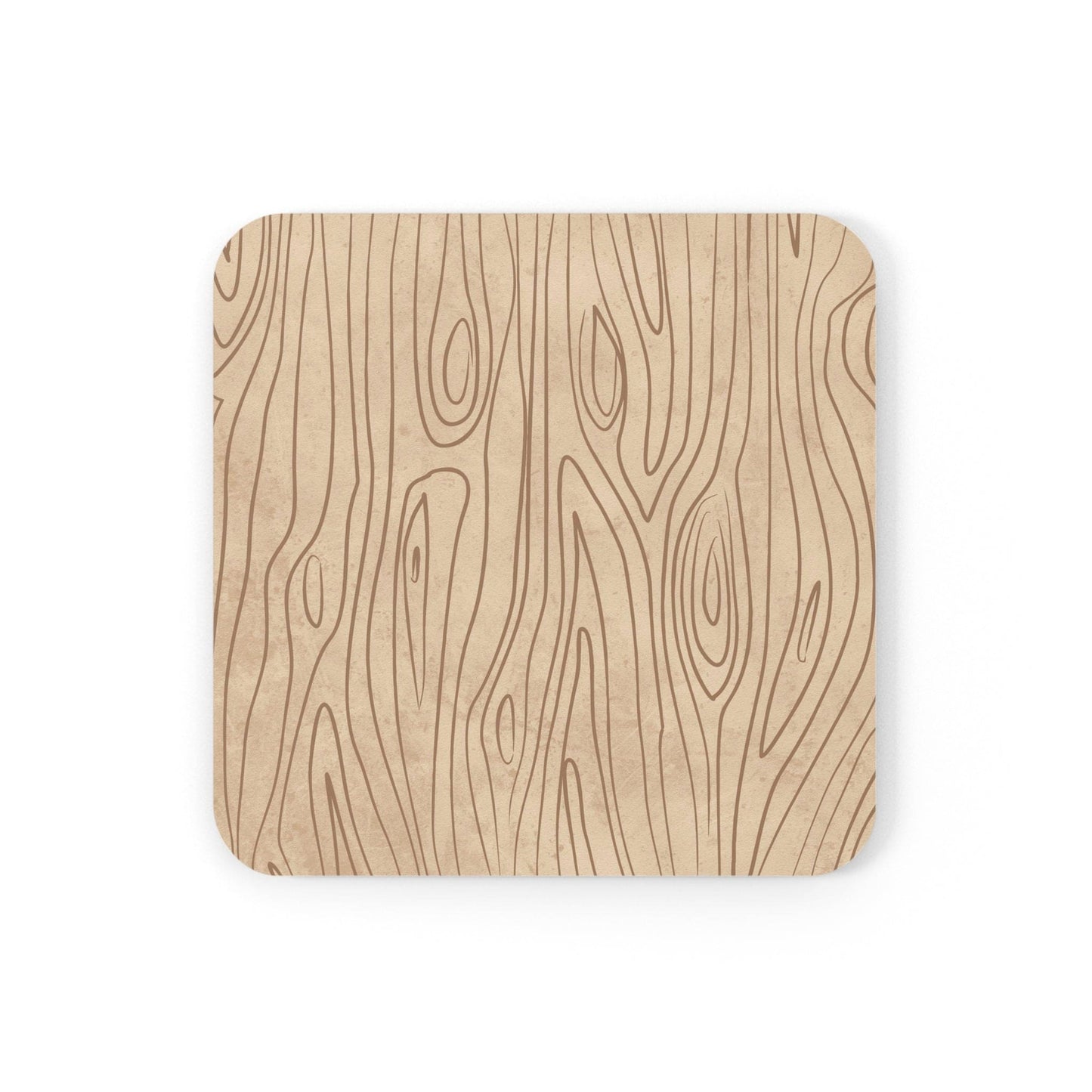 Coaster Set of 4 for Drinks Beige and Brown Tree Sketch Line Art