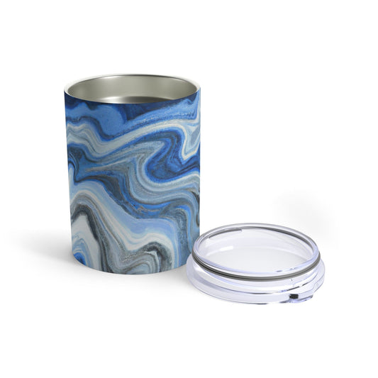 Insulated Tumbler 10oz Blue White Grey Marble Pattern