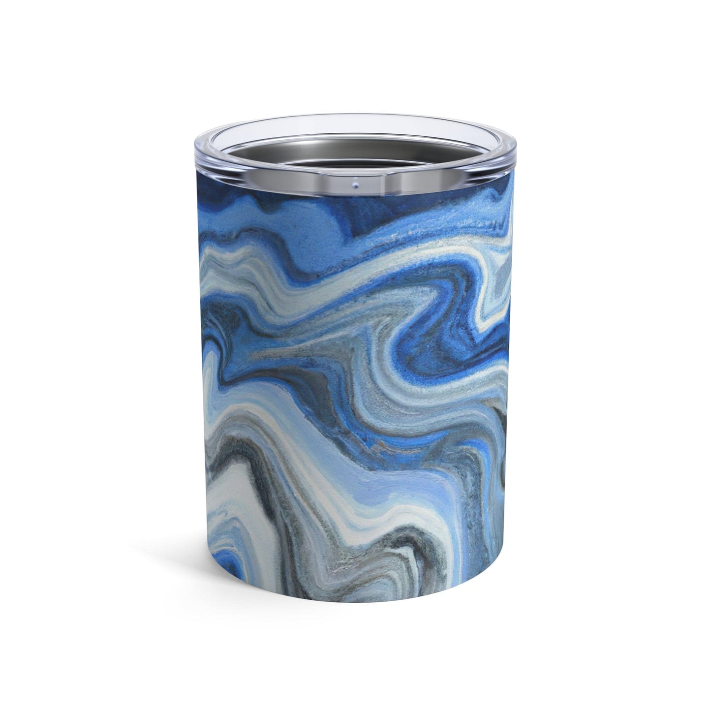 Insulated Tumbler 10oz Blue White Grey Marble Pattern