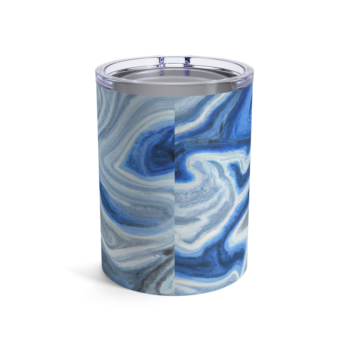 Insulated Tumbler 10oz Blue White Grey Marble Pattern