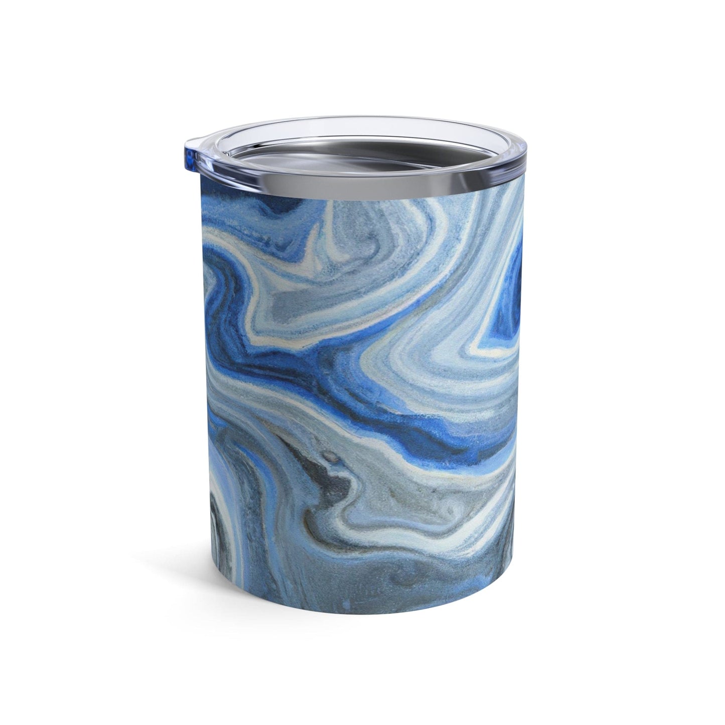 Insulated Tumbler 10oz Blue White Grey Marble Pattern