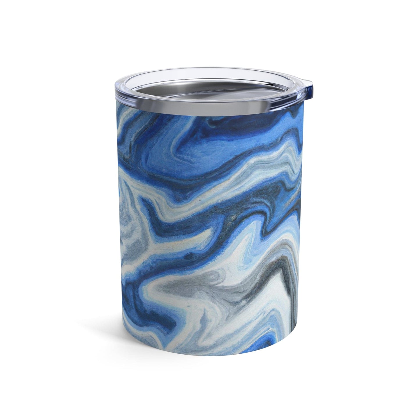 Insulated Tumbler 10oz Blue White Grey Marble Pattern